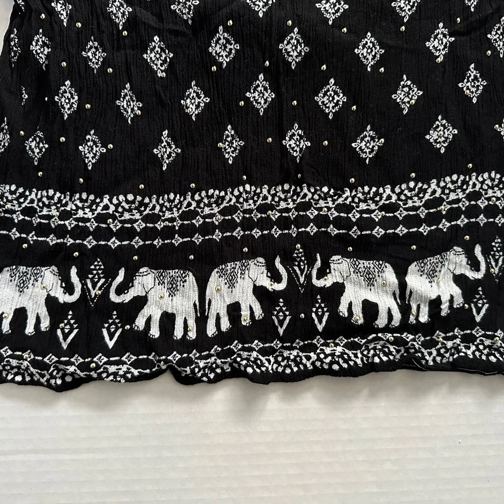 INC International Concepts black and white elephant blouse - Picture 3 of 6